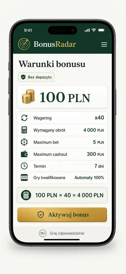 Warunki bonusu bez depozytu 100 zł
