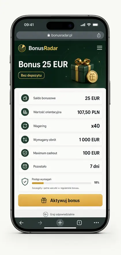 Warunki bonusu bez depozytu 25 euro