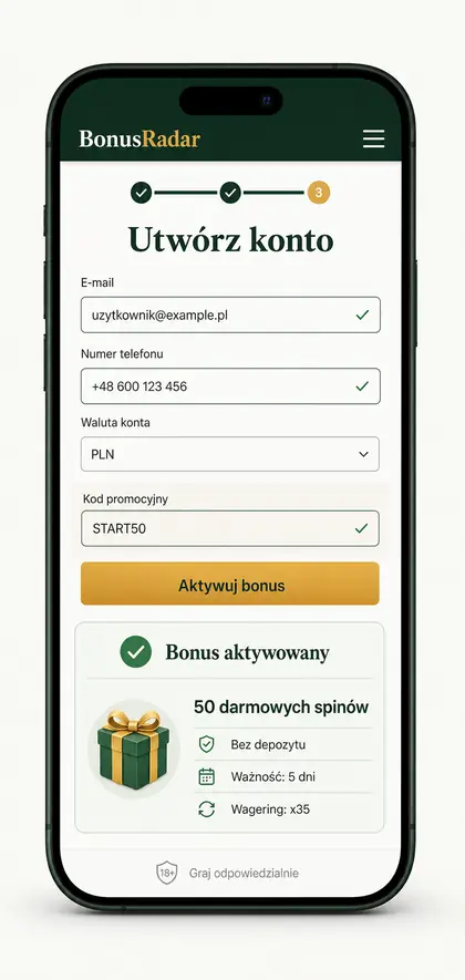Aktywacja bonusu bez depozytu na telefonie