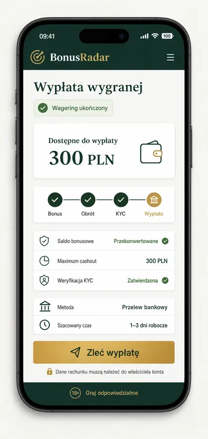 Wypłata z bonusu bez depozytu 100 zł